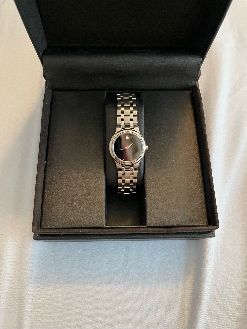 Movado Women's Stainless Steel Bracelet Watch in Black and Silver